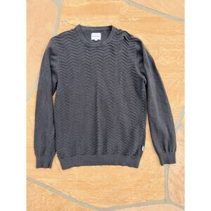 Peter Werth Sweater Men Large Gray Pullover Texture Long Sleeve